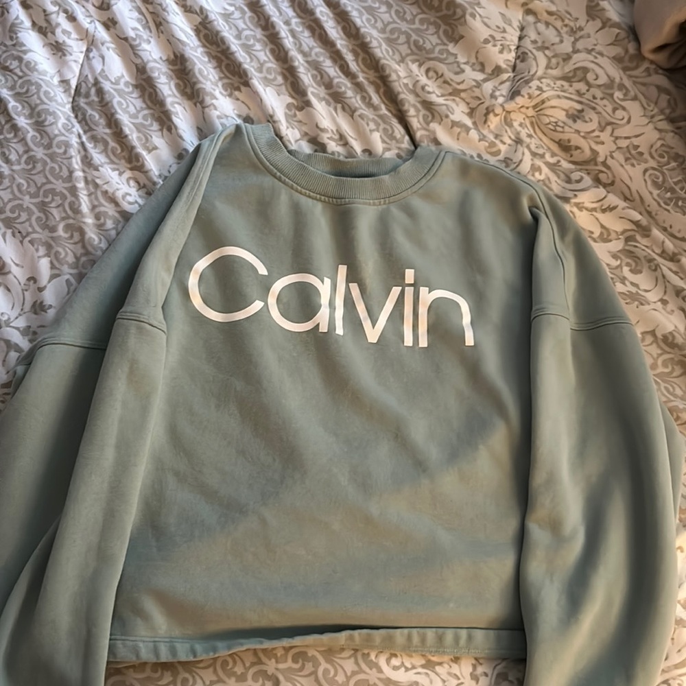 Mint green Calvin Klein halter halter fleece top